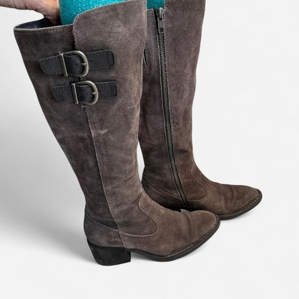 Born Brown Suede Knee-High Boots | Buckle Detail | Size 5.5